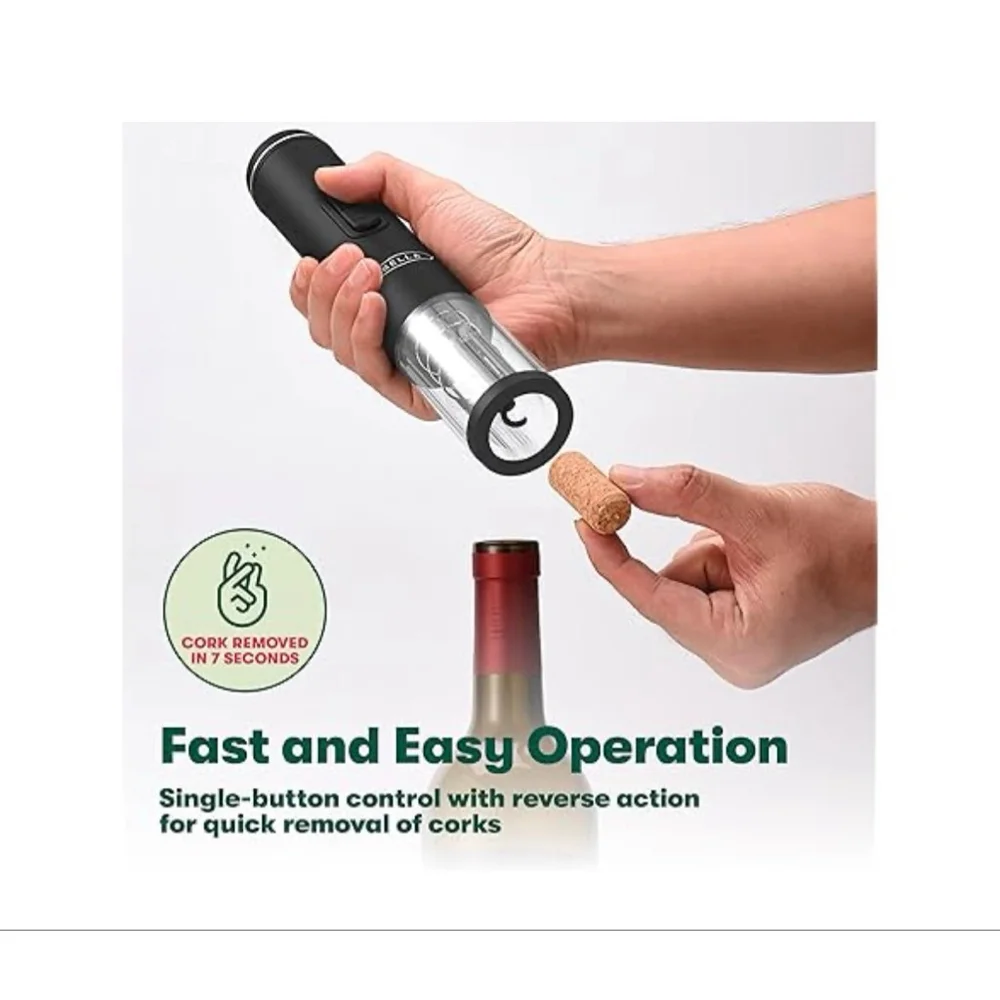 NEW Bella Electric Wine Opener One Size Black Silver